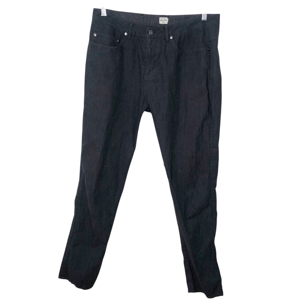 Bridge & Burn Pants Mens 33 X 31.5 Dark Gray Zip Fly Cotton Linen 5 Pocket